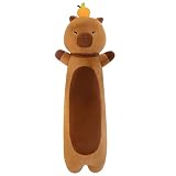 NXNYNZ ロングカピバラぬいぐるみ枕 オレンジ付き 長さ28インチ カピバラぬいぐるみ かわいいソフトプラッシュ カピバラぬいぐるみ 男の子 女の子 ギフト