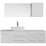 Virtu USA um-3050-s-wh-001は適用Justine 59インチシングル洗面化粧台inホワイトwith Engineered Stone Top & Squareシンクwith B