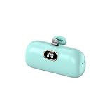 QISI モバイルバッテリー 5000ｍAh T186 軽量 大容量 小型 Type Cコネクター内蔵 LED残量表示 急速充電器 タイプ C コンパクト スマホ 機内持ち込みOK 充電器 携帯 (ブルー, Type-C)