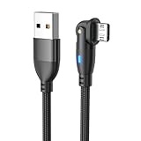 EKoKim マイクロ USB ケーブル L字 L型 180度回転 3A急速充電&データ転送 強化TPE製 USB Type A to マイクロb ケーブル Android スマホ充電ケーブル Type-B for PS4 コントローラー イヤホン MP3 タイプb 充電コード (ブラック)