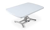 無段階 ガス圧昇降式 リビング ダイニングテーブル 01ホワイト