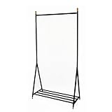 ハンガーラック　棚付き (W95cm, ブラック)