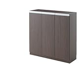 キッチンカウンター下収納 棚板大小各3枚高さ調整可 転倒防止つっばり棒付 デッドスペース有効活用 日本製 (90cm幅扉タイプ【幅90×奥行29.5×高さ89cm】, ダークブラウン)