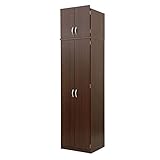 クローゼット ロッカー たんす ハンガーラック 収納 扉付き 収納棚 上置きタンスセット ダークブラウン