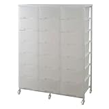 大量収納プラスチックチェスト 3列×7段 ホワイト色 NJ-0383