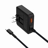 USB充電器 Type-C PD 20W 急速充電器 USB-Cケーブル一体型(超薄型/編みケーブル&QC3.0 USB-Aポート/折畳みプラグ/PSE認証済) タイプc ACアダプター コンセント 軽量 スマホ充電器 iPhone15適用/Android/などその他USB-A Type-C機器対応 (黒)