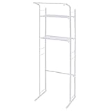 シンプルランドリーラック (ホワイト) 【幅の伸縮可能/ハンガーバー/棚2段付】