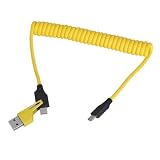 65WタイプC + USB 2 In 1格納式データケーブルケーブルラップトップ用のスプリングコイルド設計付き高速480MbpsトランスミッションタイプC高速充電ワイヤ