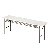 折りたたみテーブル 棚付き W180×D45cm 白【ストア･エキスプレス】