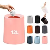 ゴミ箱 おしゃれ ゴミ袋が見えない 丸型 卓上 ビニール袋隠す 1.5L/8L/12L シンプル リビング キッチン 洗面所 オフィス ごみ箱 ごみばこ フタなし ルクレール 2重構造 フタなしゴミ箱 (ピンク, 12L)