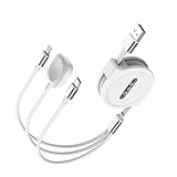 Juckier 3in1 巻き取り式 充電ケーブル 120cm A-pple Watch用 充電器 Type-C/Phone/A-pple Watch 同時充電対応 急速充電 ポータブル マルチ充電コード 5段長さ調節 旅行用 持ち運び便利 A-pple Watch Series10/9/8/7/6/5/4/3/2/1/SE/Ultra 対応