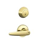 Schlage jc60 V Dov 605セキュリティ設定Single円柱デッドボルト、キー設定j54エントリDoverレバー、明るい真鍮仕上げ