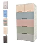 Fkstyle リビング チェスト おしゃれ 4段 5段 収納 ボックス 鍵付き 衣類 衣装 ランドリー ケース タンス プラスチック [並行輸入品]