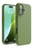 【elago】iPhone16用 シリコン耐衝撃ケース 指紋防止 シダーグリーン