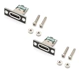 オーディオファン USBコネクタ USB-C メス 固定プレート付き USB type-C M2ネジ付き 15mm×20mm×7mm 自作コネクタ DIY ブラック 2点セット