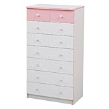 JKプラン カジュアルチェスト 収納チェスト7段 大量引き出し付き衣類収納家具 ホワイトピンク FR-012-WHPK