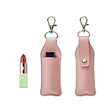 リップステ ィックケース金属キーリング PUレザーリップスティック収納ケース 2個 セットミニポータブル化粧 リップスティックポーチ旅行、新年、記念日に適した