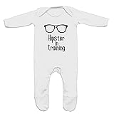 (フロソ) FLOSO 赤ちゃん・ベビー用 Hipster In Training(ヒップスター訓練中)プリント 長袖ロンパース ボディースーツ オールインワン スリープスーツ (6-12ヶ月) (ホ