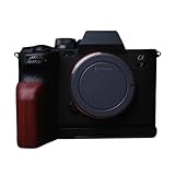 SONY A7M4 A7R5 a7IV α7RIV 専用 カメラウッドグリップ 高級檀木材 木製ハンドル メタルベース L型グリップ ハンドメイド カメラケージ 電池交換可能 (レッド)