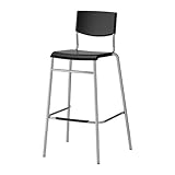 IKEA(イケア) STIG 74 cm 90161526 バースツール 背もたれ付き、ブラック、シルバーカラー