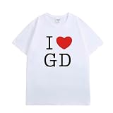 [Dawnow] Gドラゴン 同型 Tシャツ 周辺 応援 半袖 ジードラゴン クォン・ジヨン インナーシャツ 夏服 綿 トップス ワールドツア GD I LOVE ハート ファッション 丸首 男女兼用 通勤 通学 記念シャツ 柔らかい 快適 ゆったり通気性 (B-M) [並行輸入品]