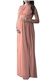 Nicellyer elegentノースリーブハイウエストの女性の出産のイブニングドレス Pink XS