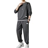 [Anzn] メンズ セットアップ Tシャツ 長袖 上下 セット 大きいサイズ 無地 ゆったり おしゃれ 上下スウェット 服 トップス 長袖