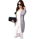 マタニティウェア 長袖Vネックロングカーディガン backロゴ 切込み 黒 ピンク ホワイト グレー 水色 (グレー)