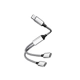 Type C 変換 アダプタ USB-Cオスから2 USB-Cメスケーブル OTG ケーブル ナイロン編み 断線しにくい Type C ジャックアダプタ 通話/音量調節対応 i-Padシリーズ/AndroidなどCタイプ搭載の機器適用