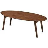 EMT-1796BR(ブラウン) emo 【 オーバルテーブル 】【 リビングテーブル 】空間に合わせやすいオーバル（楕円形状タイプ）ミッドセンチュリー調のウォールナットの木目が特徴的な折りたたみリビングテーブルです。楕円形なのでお部屋が広