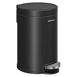 SONGMICS ゴミ箱 ふた付き 3L 足踏み式 おしゃれダストボックス ステンレス 静音 小さい 内バケット付き キッチン/リビング/浴室/トイレ/寝室/バスルーム用 丸形 ブラックLTB013BZ01