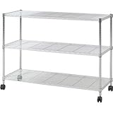 テレビ台/テレビボード/メタルTVラック3段 スチール 幅75cm×奥行35cm キャスター付き MTV-3CR クロム