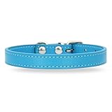 [LaLUCA GOODS] 犬 首輪 猫 首輪 鈴 定番 スタンダード PU レザー シンプル 小型犬 中型犬 ドッグ 散歩 カラフル ライトブルー（鈴なし） S