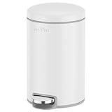 mVm フタ付き ゴミ箱 20 L ペダル式ステンレス スリム おしゃれ ダストボックス 密閉性 キッチン リビング 洗面所隙間 オフィス用 袋が見えない 頑丈 耐汚 丸形 ホワイト
