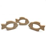 Kissteether 3pcs 手作りの木製のTeether金魚ペンダントオーガニックナチュラルブナ木製のおもちゃの手カット動物DIYジュエリーアクセサリーを作る (木の色 3pcs)