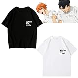 ハイキュー!! Tシャツ 烏野高校 半袖 日向翔阳 影山飞雄 西谷夕 コスプレ衣装 半袖シャツ 夏服 日常服 アニメ風 漫画 tシャツ キャラクター 無地 軽い 綿 柔らかい 通気性 スポーツ 快適 記念シャツ アニメ プレゼント 男女兼用 (ブラック,2XL)