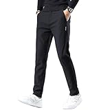 ROOKMZU メンズ 裏起毛パンツ 防寒 ゴルフウェア 冬 厚手 ストレッチ 美脚 テーパード ボトムス