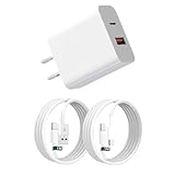 iPhone タイプc 充電器 USB Type-C 充電器 PD20W急速充電対応 USB-A & Type-C コンセント式電源アダプター 2ポート搭載 iPhone 17air/pro max/16/15/14/13/SE3 iPad、Android/タブレット (01white, 3m3m) (1, 白2m2m, 20)