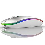TENMOS(テンモス) ワイヤレスBluetoothマウス LEDスリムデュアルモード (Bluetooth 5.1 + USB) 2.4GHz 充電式サイレントBluetoothワイヤレスマウス Type Cアダプター付き ノートパソコン/MacBook/iPad OS 13以降用 (シルバー)
