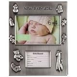 6 x 4 Silver Baby Girl Birth Record Photo Album by CraftyCrocodile
