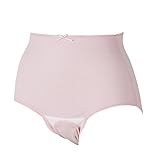 ピジョン 産じょくショーツ2枚組 細ボーダー&無地(クロッチオープン) L~LL ピンク