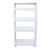 【キッチンワゴン スリム キャスター付き スリムワゴン】 幅12.5×奥行45×高さ97.4cm 木天板 5段(B492)