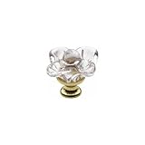 Baldwin 4306.030 Floral Shaped Swarovski Crystal 1-Inch Diameter Cabinet Knob, Polished Brass - Lacq