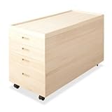 桐衣装箱(ワイド収納BOX・収納ケース) キャスター付 (幅95cm×奥行42cm×高さ55cm) HI-0035