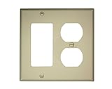 Leviton 2-gang 1-duplexデコラ/漏電遮断器デバイス組み合わせ壁材、標準サイズ、熱可塑性ナイロン 80746-T 1