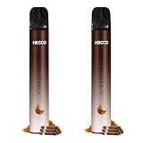 HECCO 使い捨てタイプ電子タバコ シガー シーシャ 持ち運び ベイプ vape 大容量 ノンニコチン・タール・色素０ フレーバー 爆煙 水蒸気タバコ 水タバコ ポケットシーシャ 本体 1本約2000回 2本セット