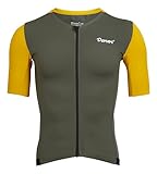 [ドネン サイクル] サイクルジャージ ショートスリーブジャージ メンズ カーキ／イエロー