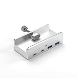 PINKTATA 4ポート アルミ製 外付けドックステーション USB 3.1 タイプC クリップハブ 10Gbps データ転送 PCデスク用 コンピュータアクセサリー