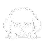 ForzaGroup ふて顔トイプードル カッティングステッカー 犬 dog 車 バイク ヘルメット 屋外耐候 (8cm×6.6cm マットホワイト)