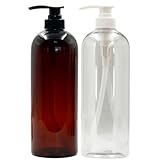 Copeflap ディスペンサー 1000ml シャンプーボトル 大容量 詰め替え容器 (ブラウン×クリア)